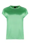 Pinko Silk Blend Short Sleeve Top In Green