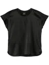 Pinko Satin Short Sleeve Round Neck Top In Black