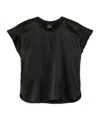 Pinko Satin Short Sleeve Round Neck Top In Black