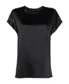 Pinko Stretch Satin Top In Black