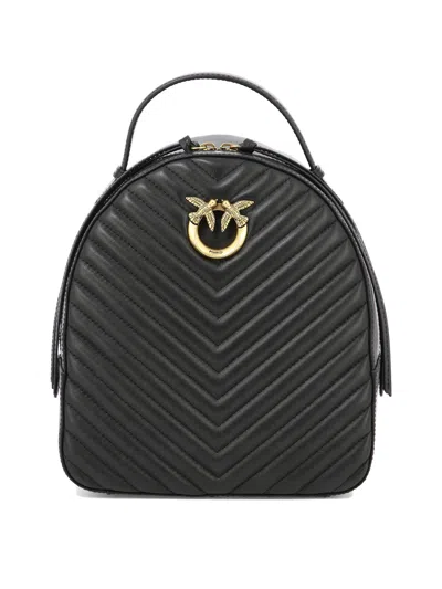 Pinko Fashionable Black Leather Backpack For Women