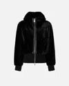 Pinko Ribbed Zip-front Jacket In Black