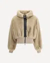 Pinko Bagels Beige Bomber Jacket With Front Zip Closure In Ecofur Woman In Nude