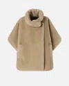 Pinko High Neck Beige Coat With Concealed Fastening And Welt Pockets In Brown