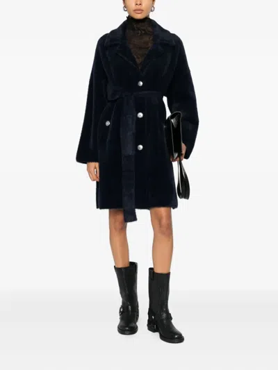 Pinko Button-up Belted Coat In Black