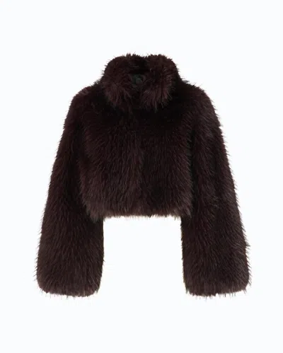 Pinko - Faux Fur Cropped Jacket With High Neck - Xxs