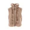 Pinko High Collar Faux Fur Vest In Beige