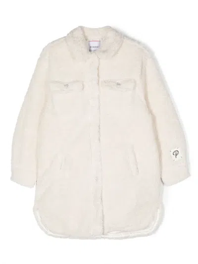 Pinko Kids' Faux-fur Four-pocket Coat In Neutrals