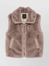 Pinko High Collar Faux Fur Vest In Beige In Brown