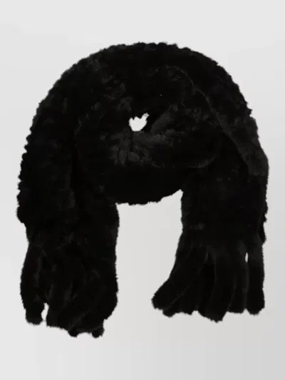 Pinko Faux Fur Gloves Long Fringe Soft Texture