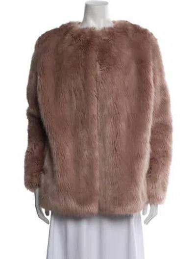 Pre-owned Pinko Faux Fur Jacket In Brown