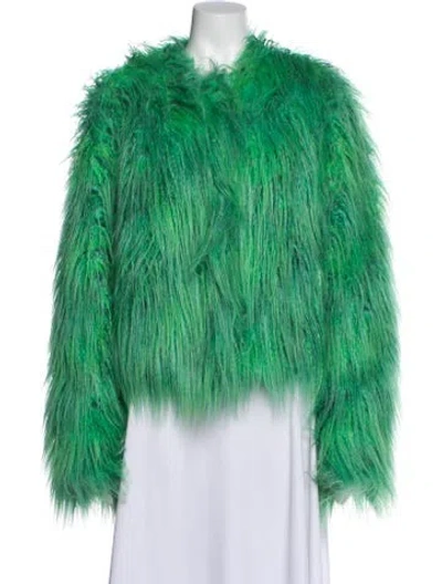Pre-owned Pinko Faux Fur Jacket In Green