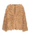 Pinko Faux-fur Jacket With Cut-out In Nude