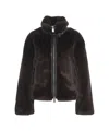 Pinko Faux Fur Jacket With High Collar In Black