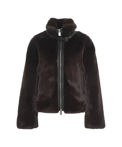PINKO FAUX FUR JACKET WITH HIGH COLLAR