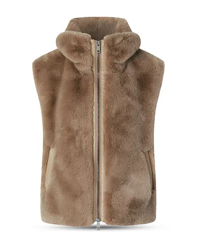 Pinko Faux Fur Mock Neck Vest In Brown