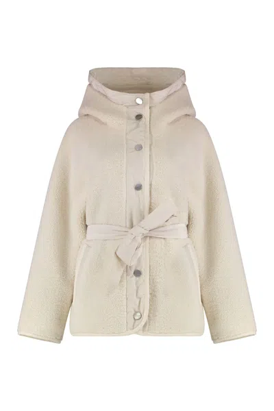 Pinko Faux Fur Peacoat In White