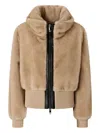 Pinko Faux-fur Ribbed-hem Jacket In Brown