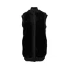 Pinko Genovese Black Sleeveless Vest With High Neck And Ribbed Details In Ecofur Woman In Black