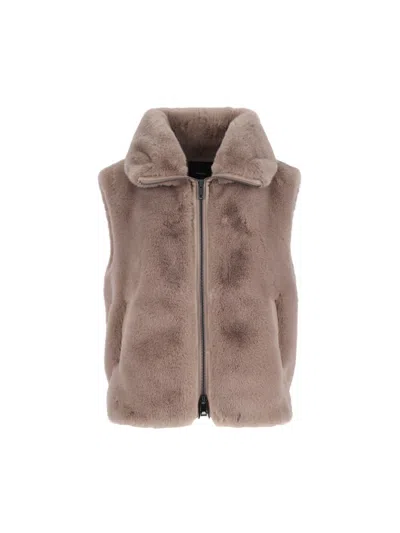 Pinko Faux Fur Vest In Brown
