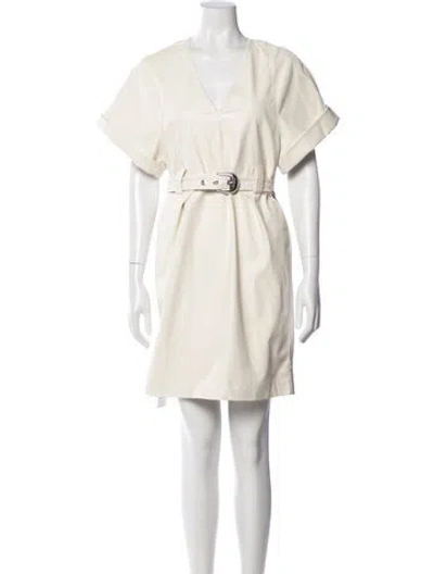 Pre-owned Pinko Faux Leather Mini Dress In Neutral