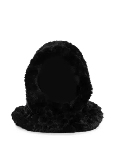 Pinko Fuzzy Hooded Pullover In Black