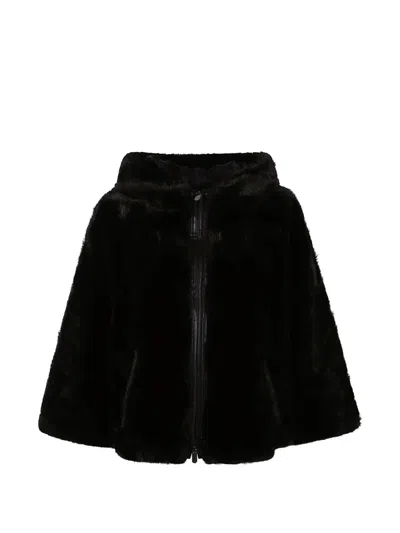 Pinko Faux-fur Hooded Jacket In Black