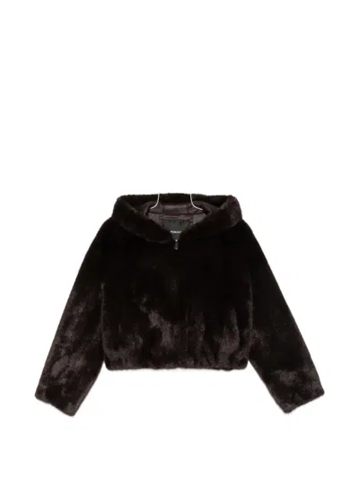 Pinko Faux-fur Hooded Jacket In Brown