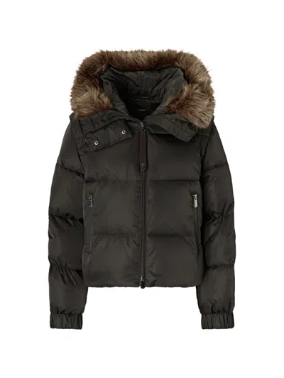 Pinko Faux-fur Puffer Jacket In Brown