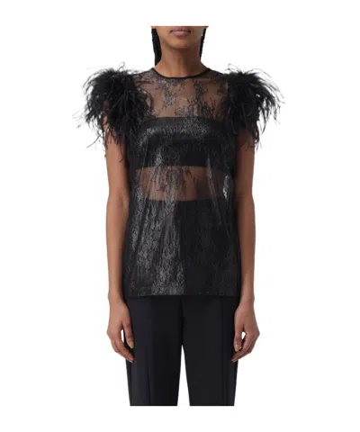 Pinko Feather-decorated Blouse In Black