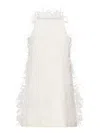 Pinko Feathered A-line Mini Dress In White