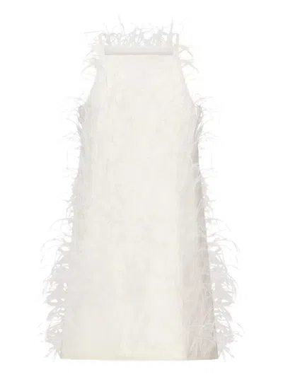 Pinko Feather-embellished Dress In White