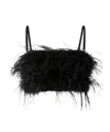 Pinko Feather-embellished Top In Black