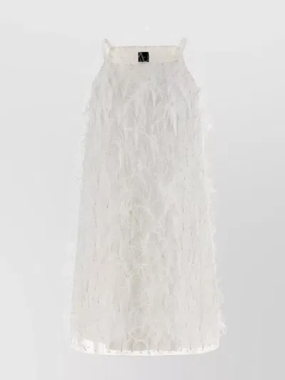 PINKO FEATHERED A-LINE MINI DRESS