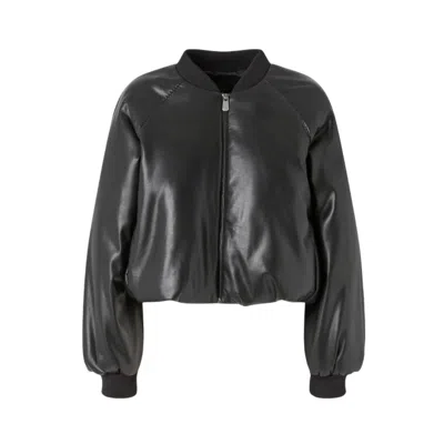 Pinko Feathers Woman  - Soft Leather Broth Bomber - Black