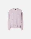 PINKO COTTON SWEATSHIRT WITH MINI JEWEL EMBROIDERY