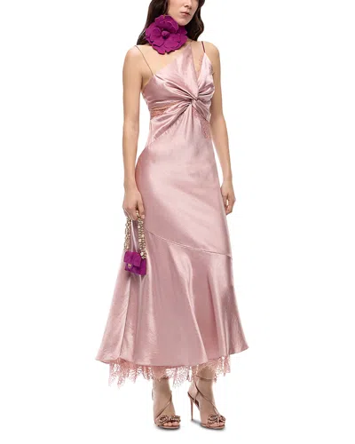 Pinko Ferrari Crepe Satin Maxi Dress In Pink