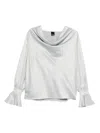 Pinko Filipa Blouse With Cowl Neck In Gray