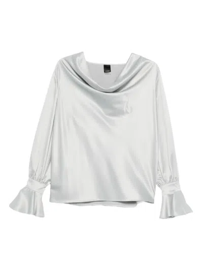 Pinko Filipa Blouse With Cowl Neck In Gray