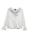 Pinko Filipa Blouse With Cowl Neck In Gray