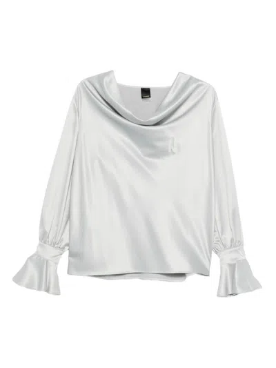 PINKO FILIPA BLOUSE WITH SILVER DRAPED COLLAR PINKO