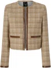Pinko Checked Jacket In Beige