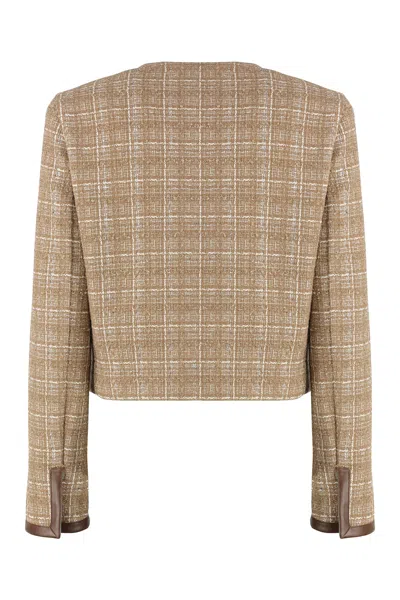 Pinko Finale Tweed Jacket In Neutral