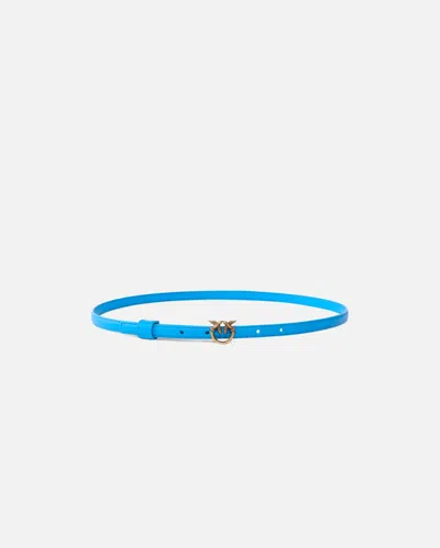 Pinko Thin Belt With Love Birds Buckle In Blue