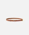 Pinko Thin Suede Belt With Logo-branded Rings In Arabic-mix Gal. Gold-nikel