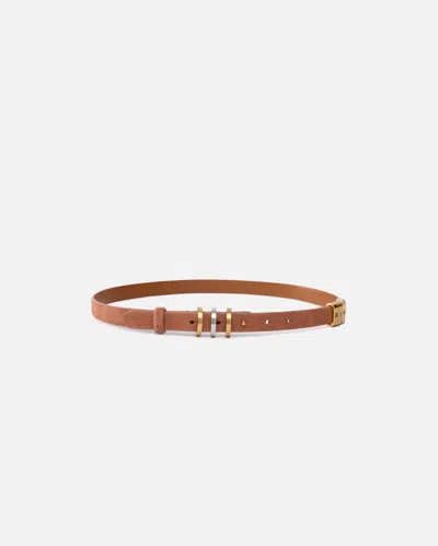 Pinko Thin Suede Belt With Logo-branded Rings In Arabic-mix Gal. Gold-nikel