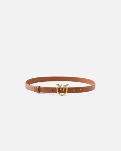 Pinko Fine Ceinture Love Birds En Cuir 2cm In Arab-antique Gold