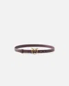 Pinko Fine Ceinture Love Birds En Cuir 2cm In Catawba Grape-antique Gold