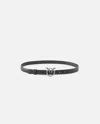 Pinko Fine Ceinture Love Birds En Cuir 2cm In Noir-vieil Argent