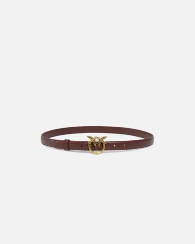 Pinko - Love Birds Thin Leather Belt 2cm - M In Metallic